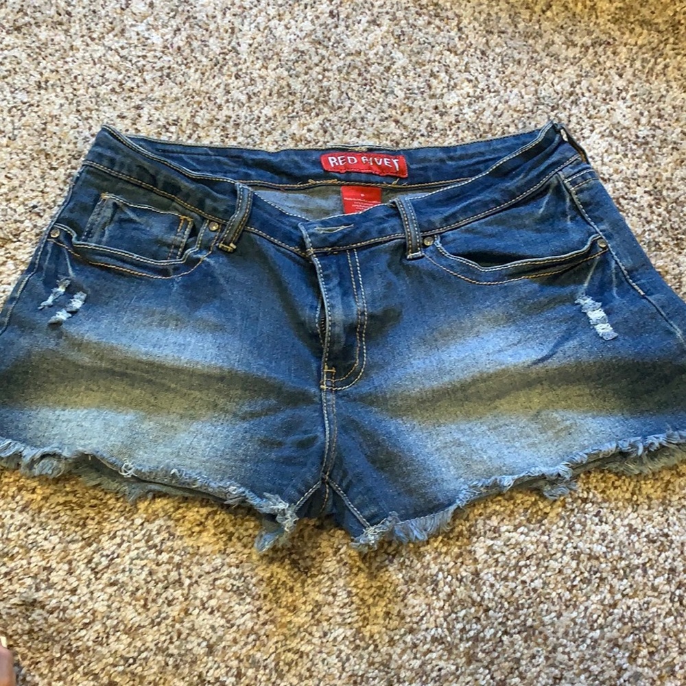 light blue jean shorts